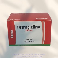 TETRACICLINA GENFAR 500MG X 100 TABLETAS