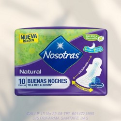 TOALLAS NOSOTRAS BUENAS NOCHES X 10 UNIDADES